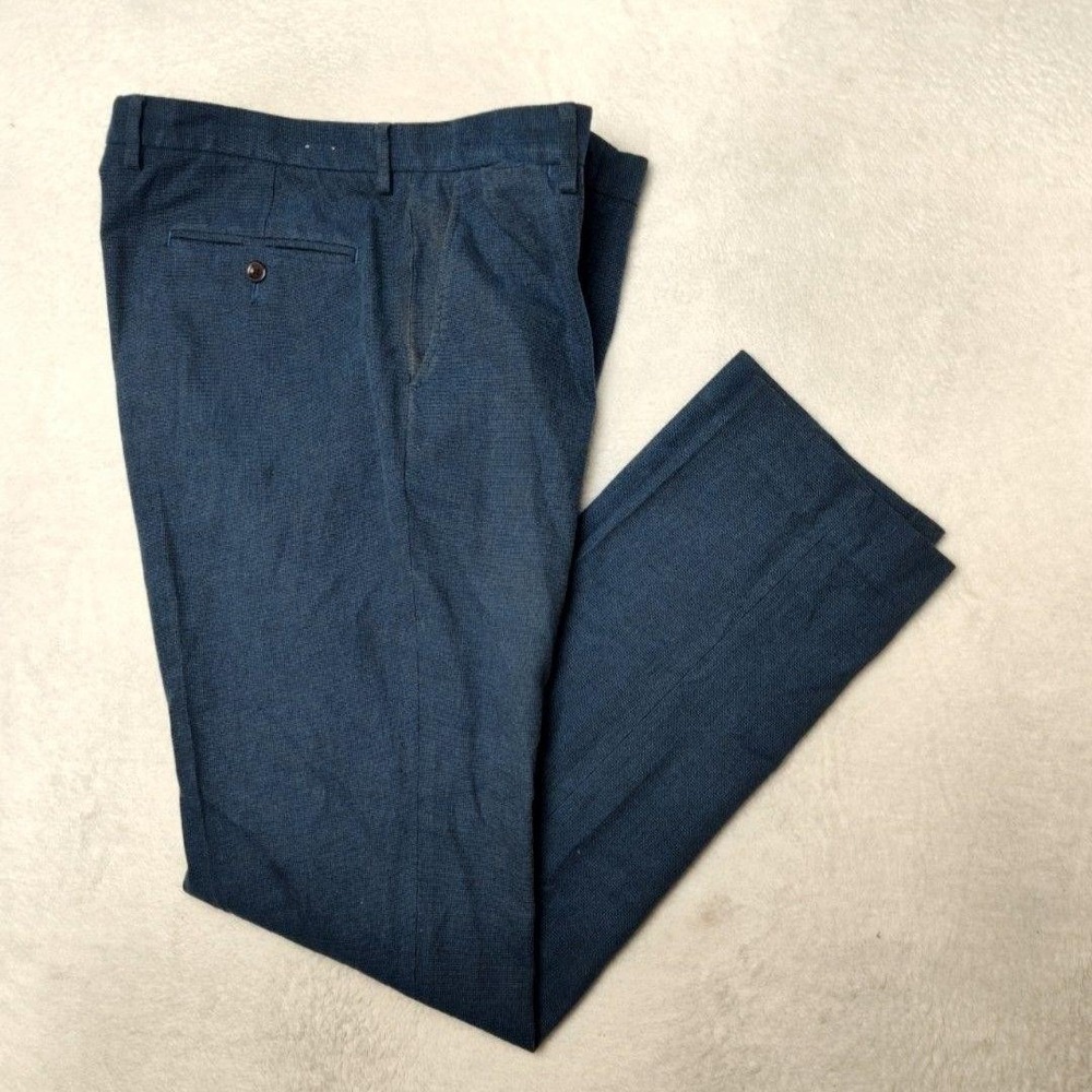 JCrew Pants Mens 34x34 Blue Bowery Slim Cotton Canvas‎ Flat Front Dress Work